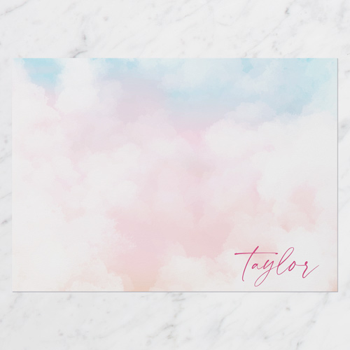 Gentle Clouds Personal Stationery, Pink, 5x7 Flat, Pearl Shimmer Cardstock, Square