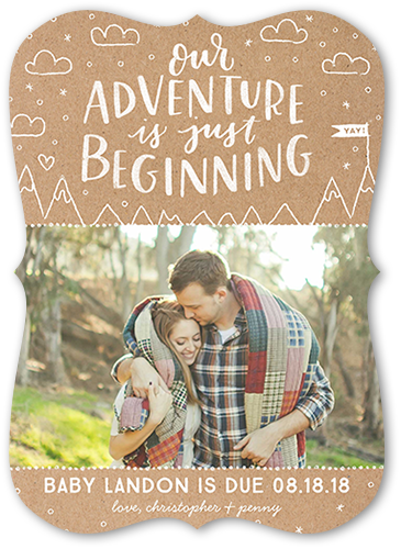 Adventure Begins Pregnancy Announcement, Beige, Matte, Signature Smooth Cardstock, Bracket