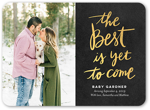 The Best Pregnancy Announcement, Black, Standard Smooth Cardstock, Rounded