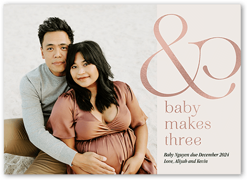 Bold Ampersand Pregnancy Announcement, Grey, 5x7 Flat, Luxe Double-Thick Cardstock, Square