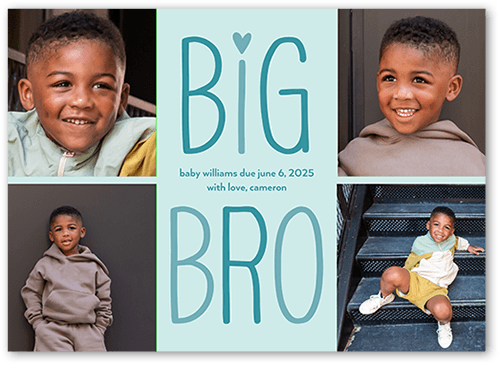 Big Sibling Pregnancy Announcement, Blue, 5x7 Flat, Luxe Double-Thick Cardstock, Square