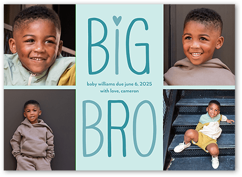 Big Sibling Pregnancy Announcement, Blue, 5x7 Flat, Standard Smooth Cardstock, Square