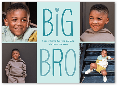 Big Sibling Pregnancy Announcement, Blue, 5x7 Flat, Pearl Shimmer Cardstock, Square