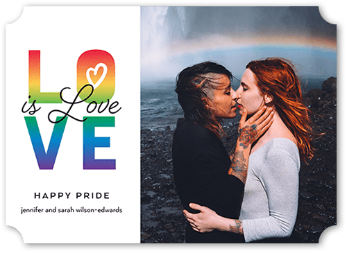 Wonderful Love Pride Month Greeting Card, White, 5x7 Flat, Pearl Shimmer Cardstock, Ticket