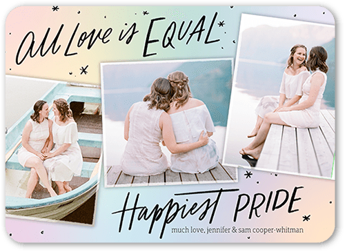 Happy Love Pride Month Greeting Card, Green, 5x7 Flat, Standard Smooth Cardstock, Rounded