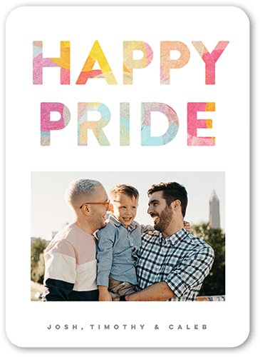 Gleaming Passion Pride Month Greeting Card, White, 5x7 Flat, Pearl Shimmer Cardstock, Rounded