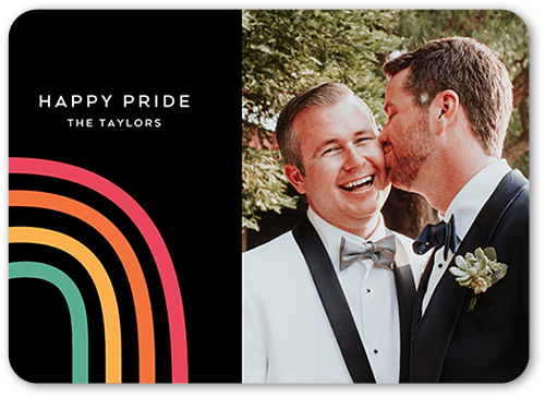 Rainbow Arch Pride Month Greeting Card, Black, 5x7 Flat, 100% Recycled Cardstock , Rounded