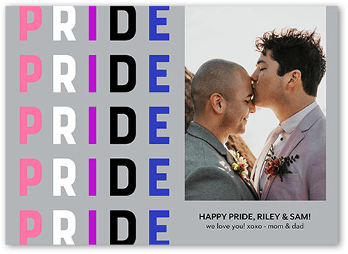 Genderfluid Flag Pride Month Greeting Card, Grey, 5x7 Flat, Luxe Double-Thick Cardstock, Square, Ash