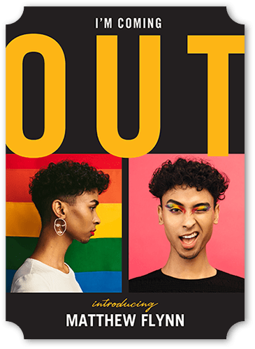 Coming Out Pride Month Greeting Card, Grey, 5x7 Flat, Matte, Signature Smooth Cardstock, Ticket