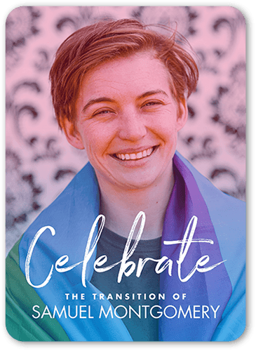 Transcendent Transition Pride Month Greeting Card, White, 5x7 Flat, Standard Smooth Cardstock, Rounded