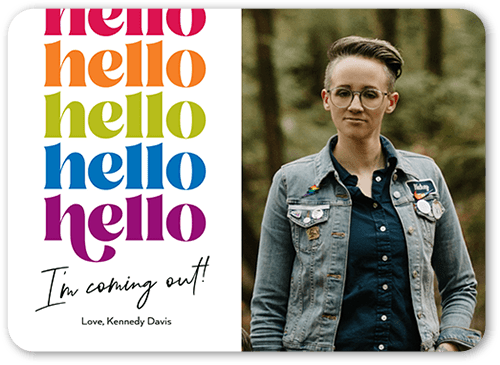 Retro Reveal Pride Month Greeting Card, White, 5x7 Flat, Matte, Signature Smooth Cardstock, Rounded, White