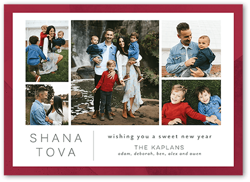 Modern Trim Rosh Hashanah Card, Red, 5x7 Flat, Standard Smooth Cardstock, Square, Cabernet