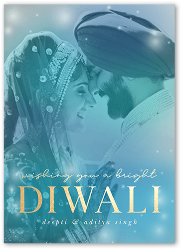 Dreamy Overlay Diwali Card, Blue, 5x7 Flat, Matte, Signature Smooth Cardstock, Square, Paradise