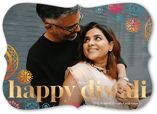 Lacey Circles Diwali Card, Pink, 5x7 Flat, Pearl Shimmer Cardstock, Bracket