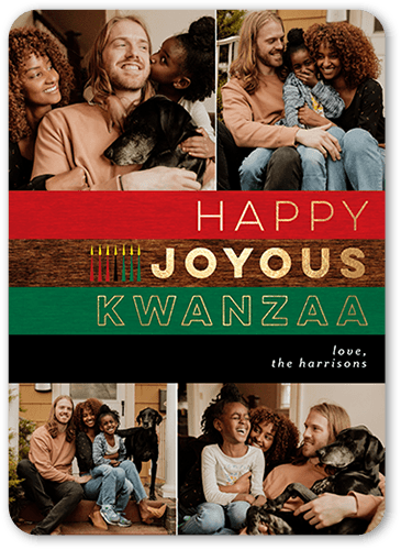 Bold Lines Kwanzaa Card, Red, 5x7 Flat, Kwanzaa, 100% Recycled Cardstock , Rounded