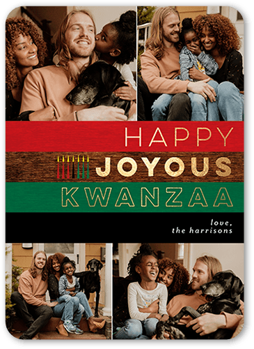 Bold Lines Kwanzaa Card, Red, 5x7 Flat, Kwanzaa, 100% Recycled Cardstock ?, Rounded