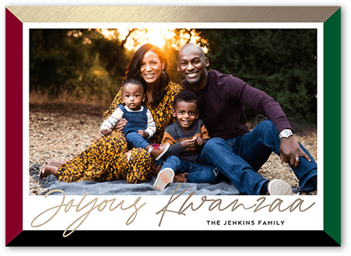 Sunlit Joy Kwanzaa Card, Black, 5x7 Flat, Kwanzaa, Pearl Shimmer Cardstock, Square, Black