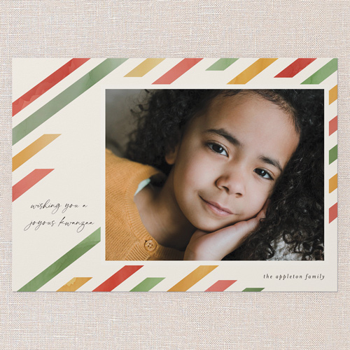 Festive Angles Kwanzaa Card, Beige, 5x7 Flat, Kwanzaa, Pearl Shimmer Cardstock, Square, Cream