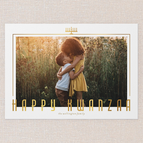 Timeless Touch Kwanzaa Card, White, 5x7 Flat, Kwanzaa, Pearl Shimmer Cardstock, Square, White