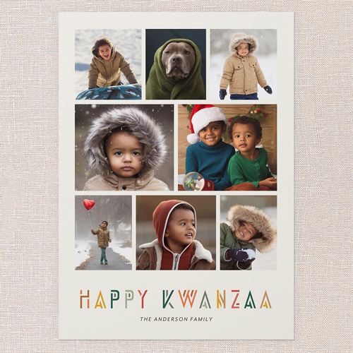 Geometric Greeting Kwanzaa Card, Beige, 5x7 Flat, Kwanzaa, 100% Recycled Cardstock , Square, Cream