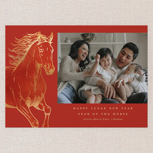 Dragon New Year Lunar New Year Card, Red, 5x7 Flat, Matte, Signature Smooth Cardstock, Square, Ruby