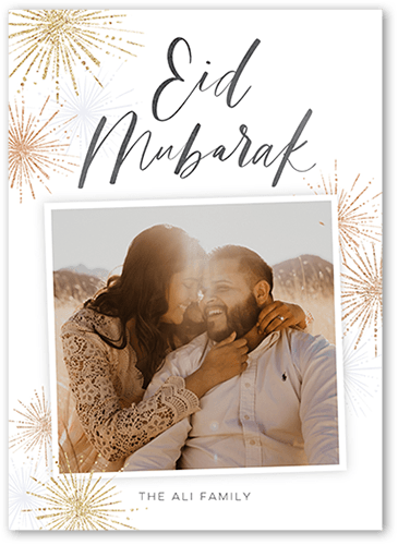 Bold Sparks Eid Card, White, 5x7 Flat, Standard Smooth Cardstock, Square