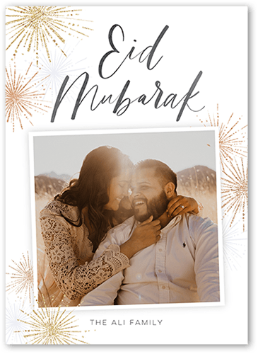 Bold Sparks Eid Card, White, 5x7 Flat, 100% Recycled Cardstock , Square