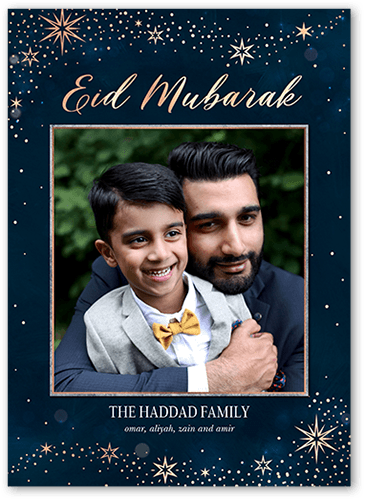 Lustrous Background Eid Card, Blue, 5x7 Flat, 100% Recycled Cardstock , Square