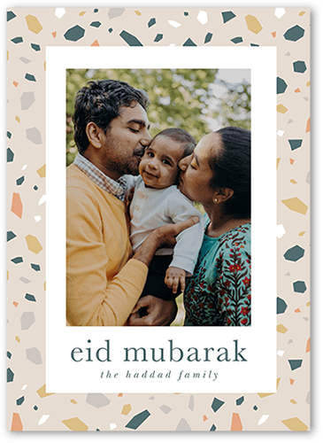 Flecked Trim Eid Card, Grey, 5x7 Flat, Matte, Signature Smooth Cardstock, Square