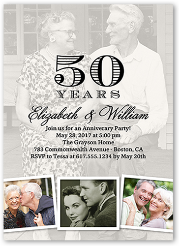 Memorable Years Together Wedding Anniversary Invitation, Beige, Matte, Signature Smooth Cardstock, Square