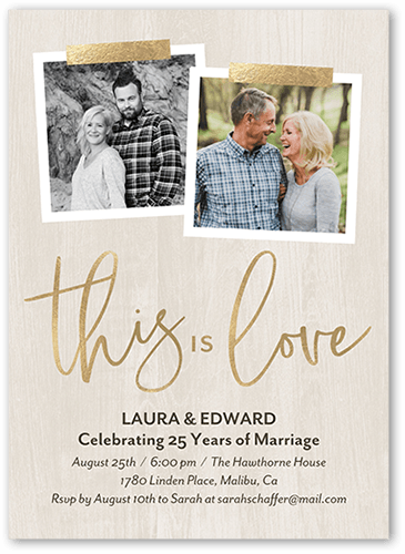 Anniversary Of Love  Wedding Anniversary Invitation, Beige, 5x7, Pearl Shimmer Cardstock, Square