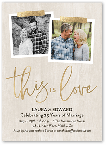 Anniversary Of Love  Wedding Anniversary Invitation, Beige, 5x7 Flat, Luxe Double-Thick Cardstock, Square