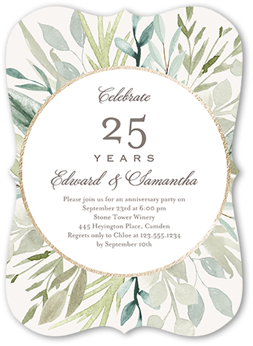Celebrate All The Years Wedding Anniversary Invitation, White, 5x7 Flat, Pearl Shimmer Cardstock, Bracket