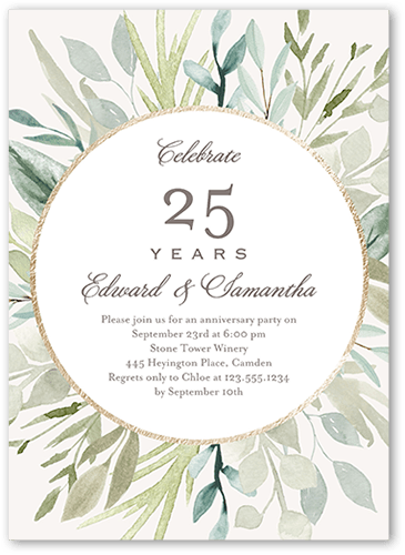 Celebrate All The Years Wedding Anniversary Invitation, White, 5x7, Luxe Double-Thick Cardstock, Square