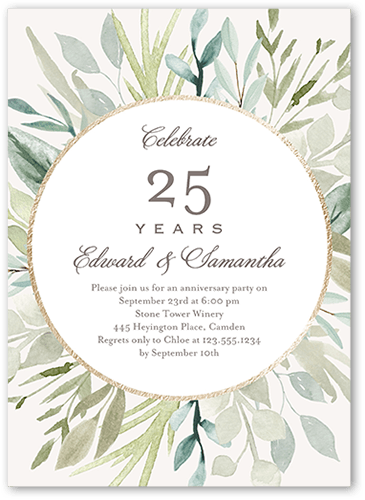 Celebrate All The Years Wedding Anniversary Invitation, White, 5x7 Flat, Matte, Signature Smooth Cardstock, Square
