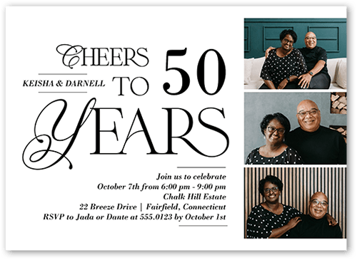 Cherished Cheers Wedding Anniversary Invitation, White, none, 5x7 Flat, 100% Recycled Cardstock , Square