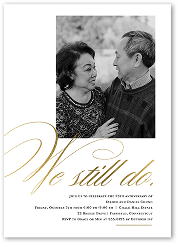 Always Adoring Wedding Anniversary Invitation, White, 5x7 Flat, Luxe Double-Thick Cardstock, Square, White