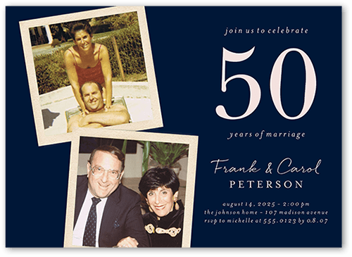 Magnificent Memories Wedding Anniversary Invitation, Blue, 5x7 Flat, Luxe Double-Thick Cardstock, Square