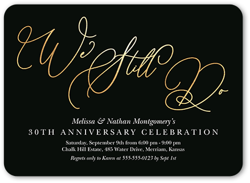 Endless Bliss Wedding Anniversary Invitation, Black, 5x7 Flat, Matte, Signature Smooth Cardstock, Rounded, Black