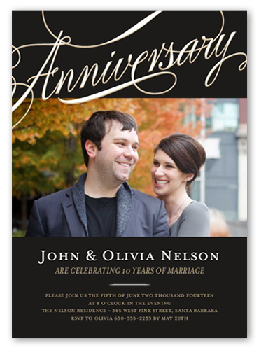 Endless Devotion Wedding Anniversary Invitation, Black, Luxe Double-Thick Cardstock, Square