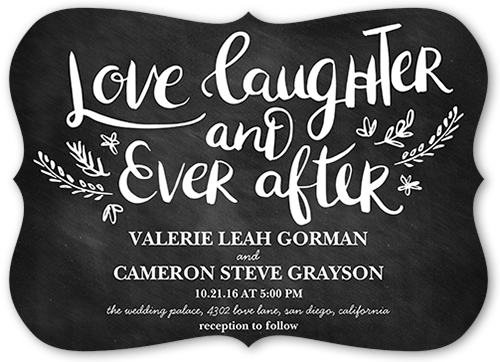 Love And Laughter Forever Wedding Invitation, Black, White, Matte, Signature Smooth Cardstock, Bracket
