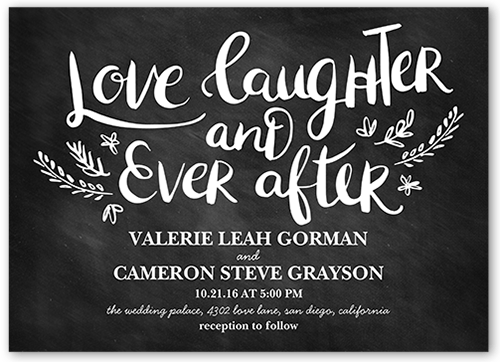 Love And Laughter Forever Wedding Invitation, Black, Luxe Double-Thick Cardstock, Square