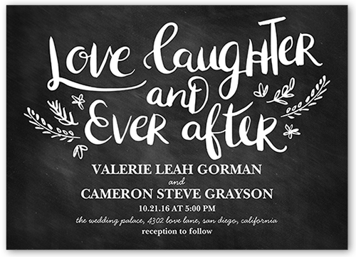 Love And Laughter Forever Wedding Invitation, Black, Pearl Shimmer Cardstock, Square