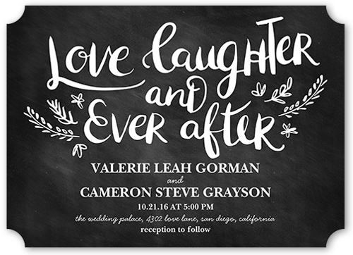Love And Laughter Forever Wedding Invitation, Black, Pearl Shimmer Cardstock, Ticket