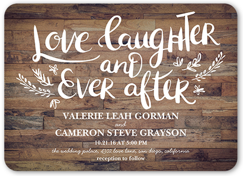 Love And Laughter Forever Wedding Invitation, Brown, Standard Smooth Cardstock, Rounded