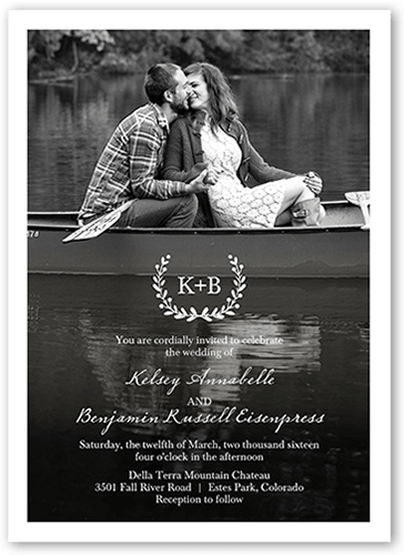 Refined Monogram Wedding Invitation, Black, Standard Smooth Cardstock, Square