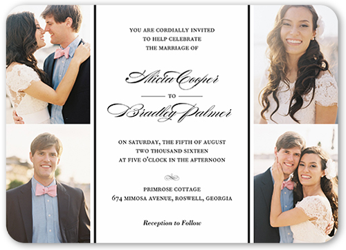 Captivating Elegance Wedding Invitation, White, Pearl Shimmer Cardstock, Rounded