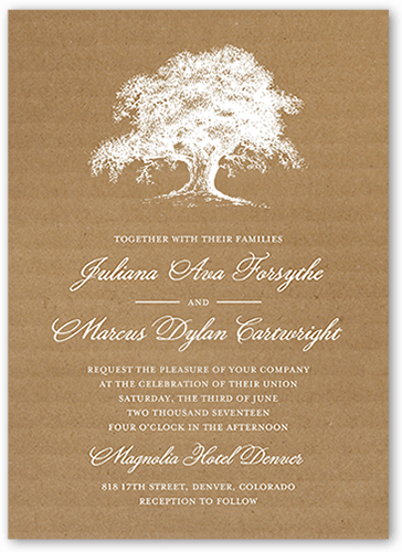 Rustic Statement Wedding Invitation, Brown, Pearl Shimmer Cardstock, Square