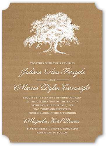 Rustic Statement Wedding Invitation, Brown, Matte, Signature Smooth Cardstock, Ticket