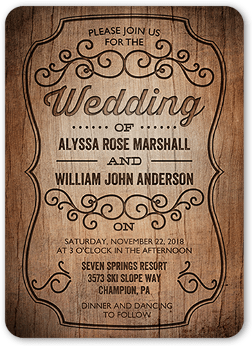 Rustic Romance Wedding Invitation, Brown, Matte, Signature Smooth Cardstock, Rounded